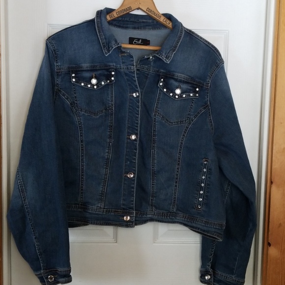 blue jean jacket with rhinestones